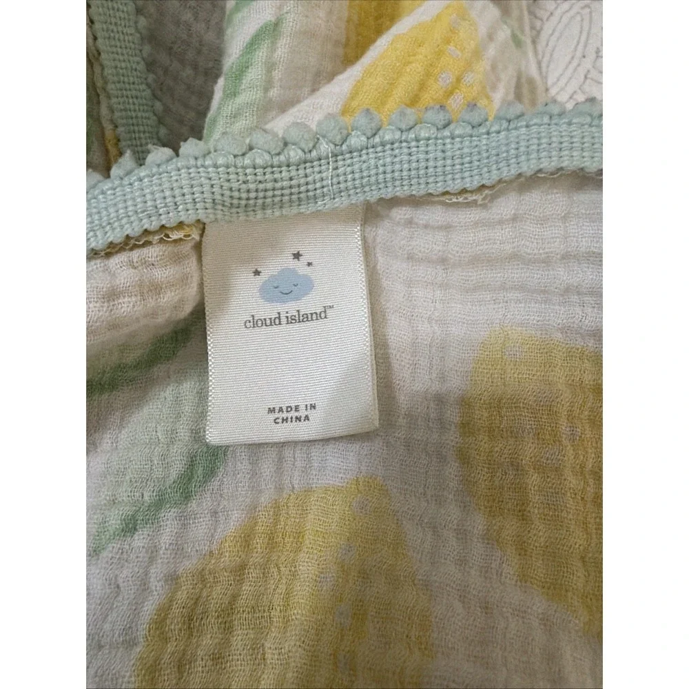 2 Cloud Island Baby Swaddle Muslin Blankets Lemon, Loved Pink, Pom Pom‎ Trim